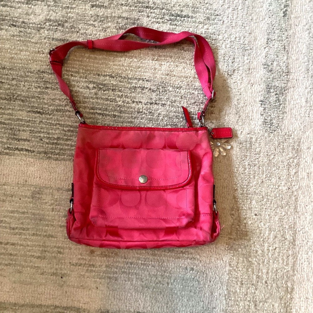 Coach Signature Hot pink crossover bag